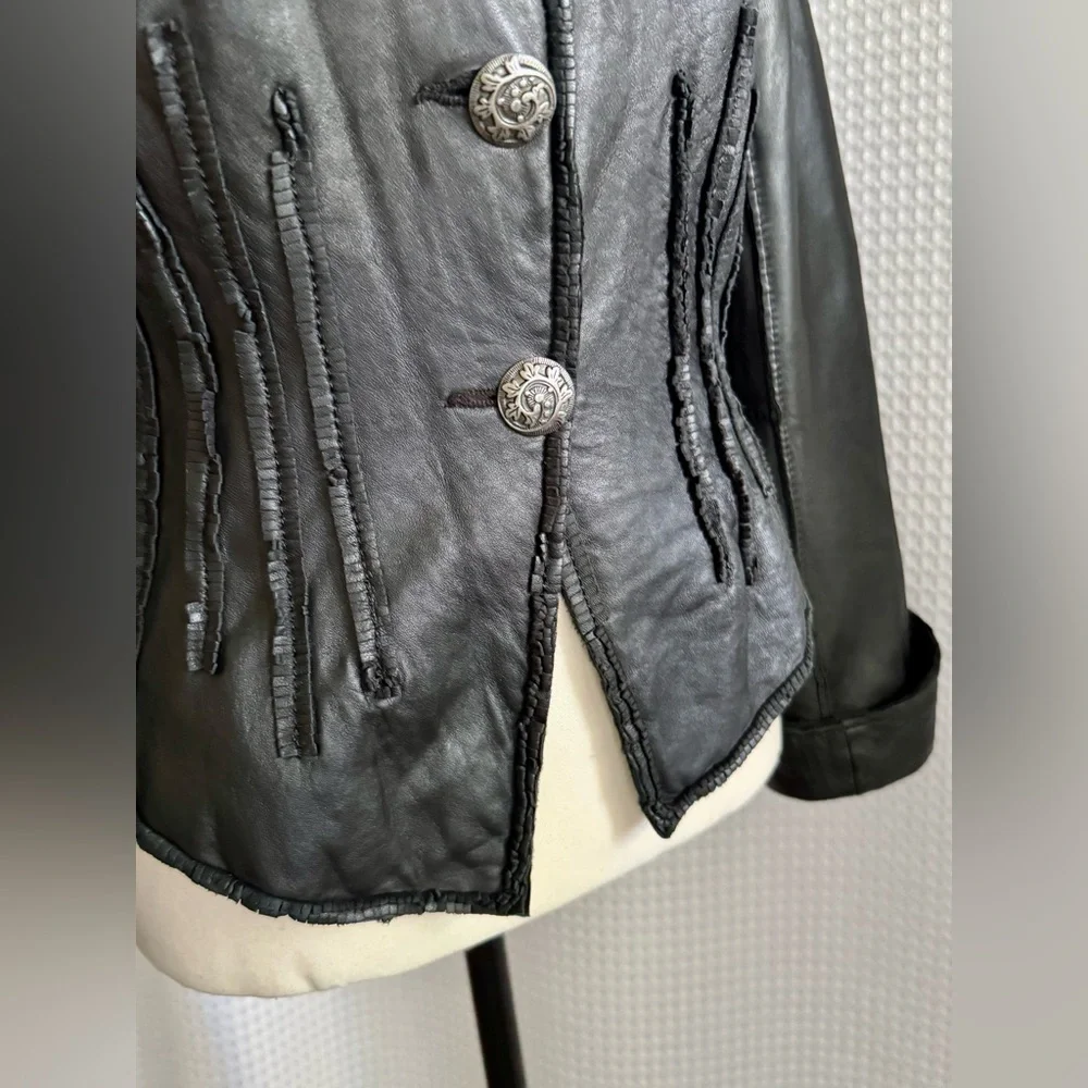 DANIER Y2K black leather Jacket size XS - Picture 4 of 15